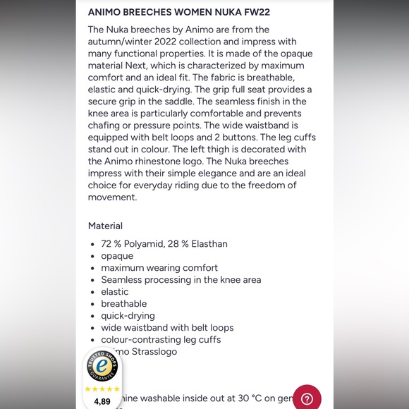 Animo Nuka FW22 Full Seat Breeches - Greige - Picture 11 of 11